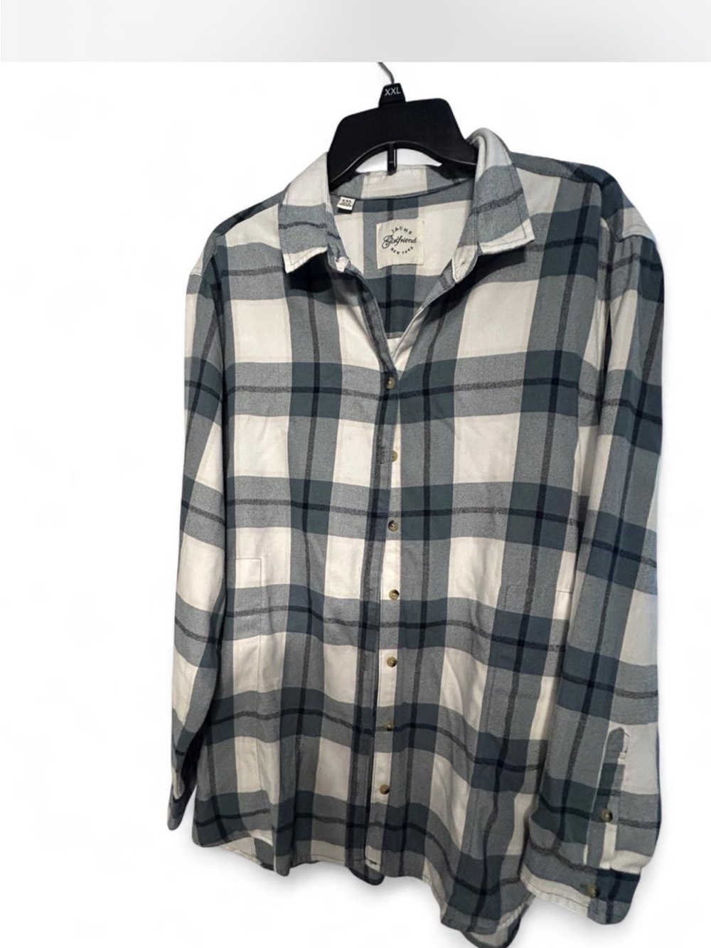 Jachs woman’s  Gray/ blue  & White Plaid Button-Down Shirt